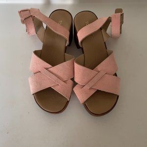 Topshop Pink/Coral Suede Platforms